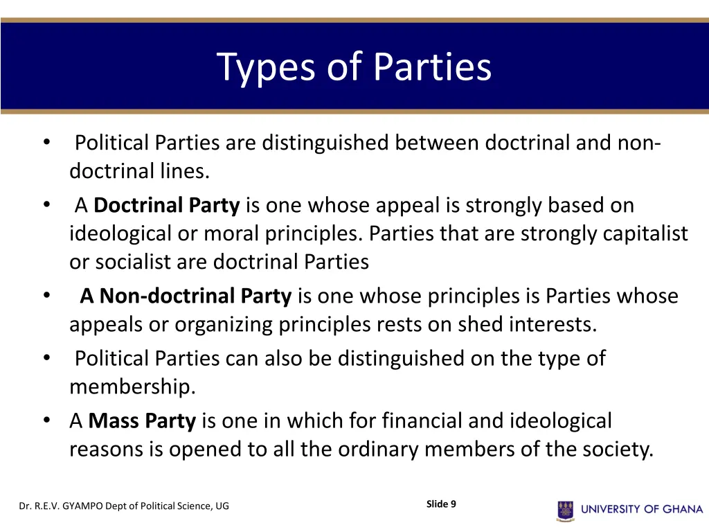 types of parties
