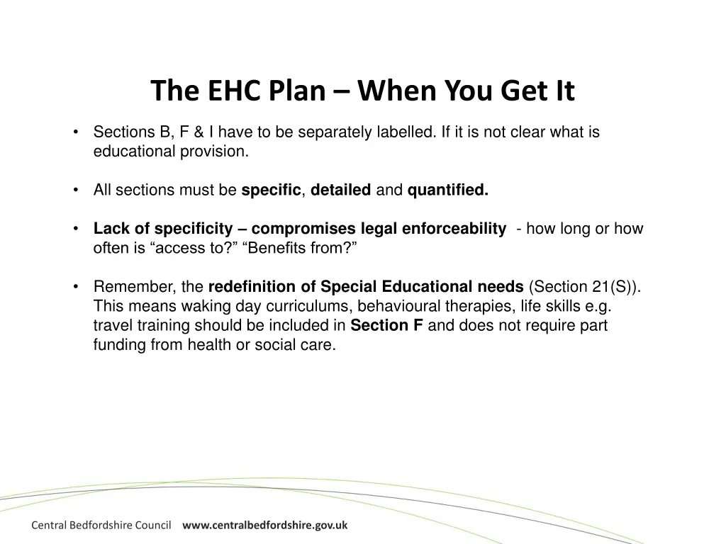 the ehc plan when you get it 1