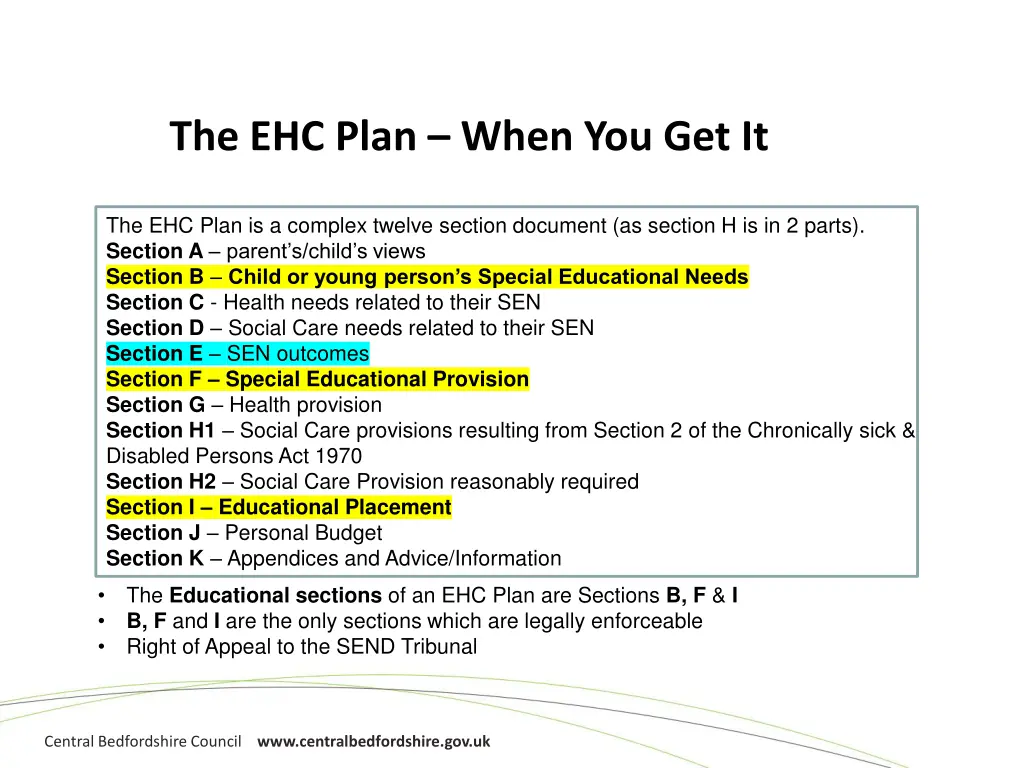 the ehc plan when you get it