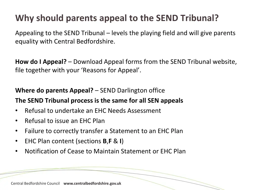 why should parents appeal to the send tribunal
