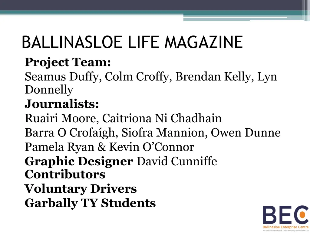 ballinasloe life magazine project team seamus