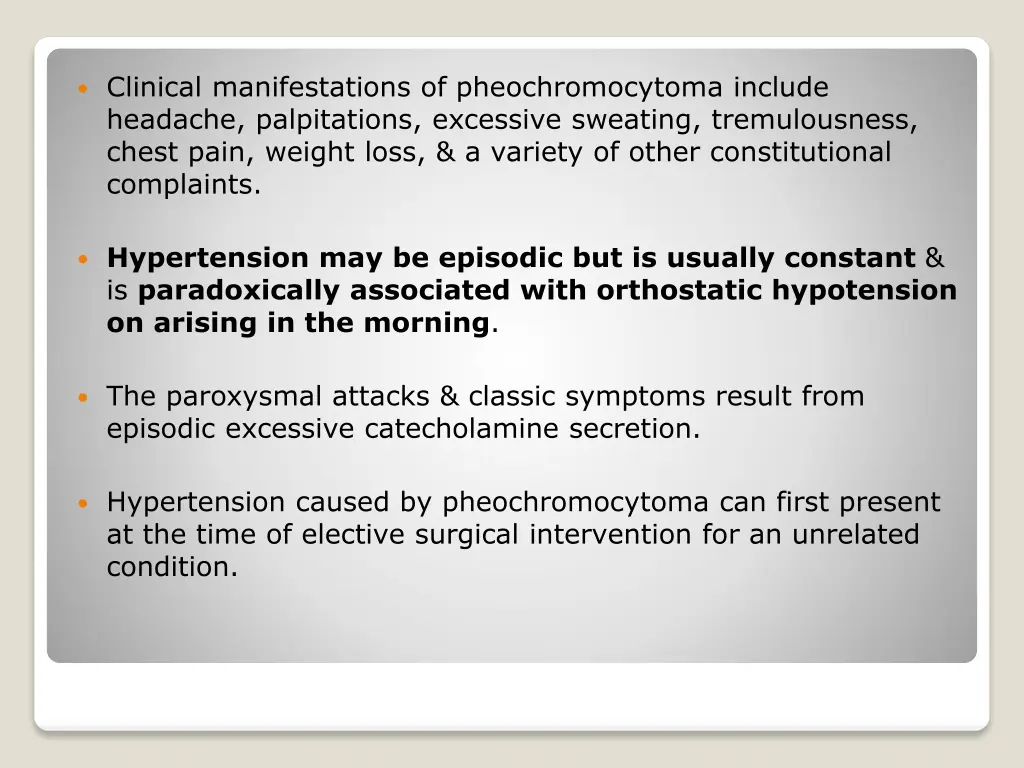 clinical manifestations of pheochromocytoma