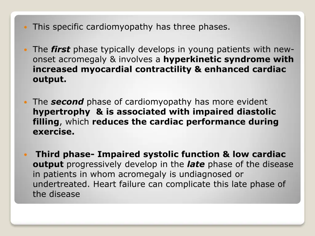this specific cardiomyopathy has three phases