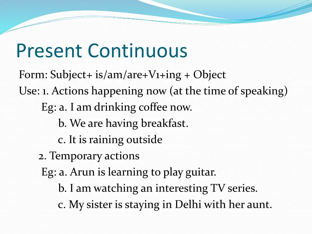 present continuous