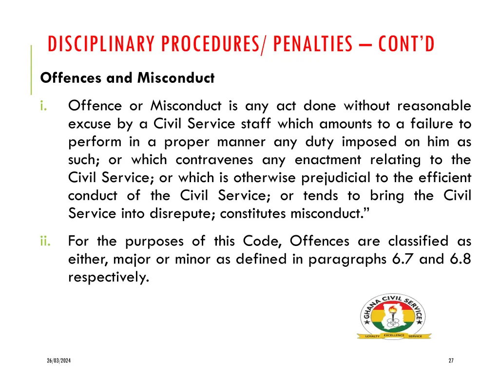 disciplinary procedures penalties cont d 1