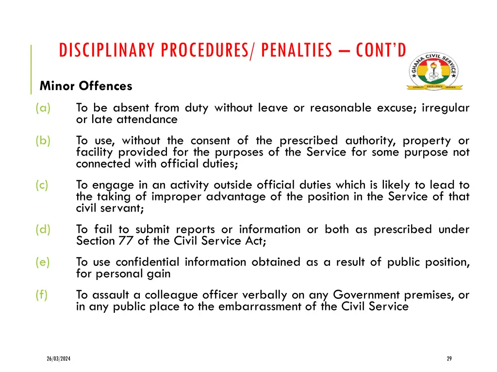 disciplinary procedures penalties cont d 3