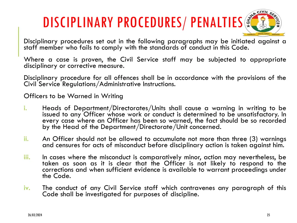 disciplinary procedures penalties