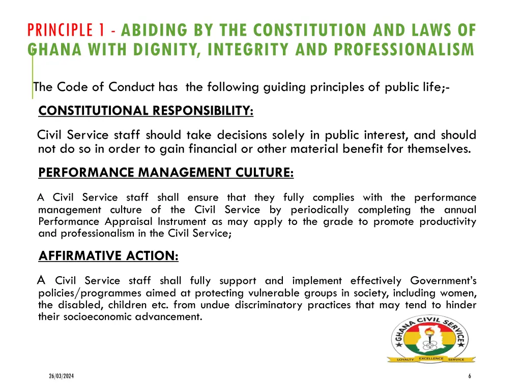 principle 1 abiding by the constitution and laws