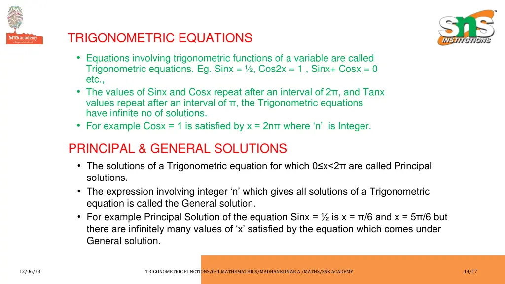 trigonometric equations
