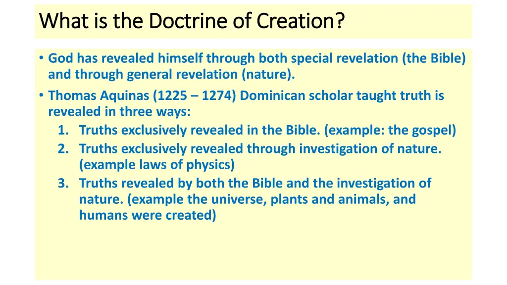 what is the doctrine of creation what 1