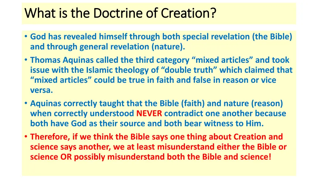 what is the doctrine of creation what 2