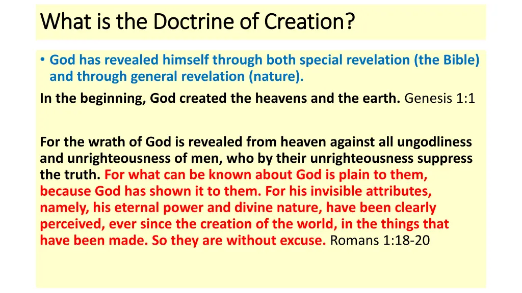 what is the doctrine of creation what