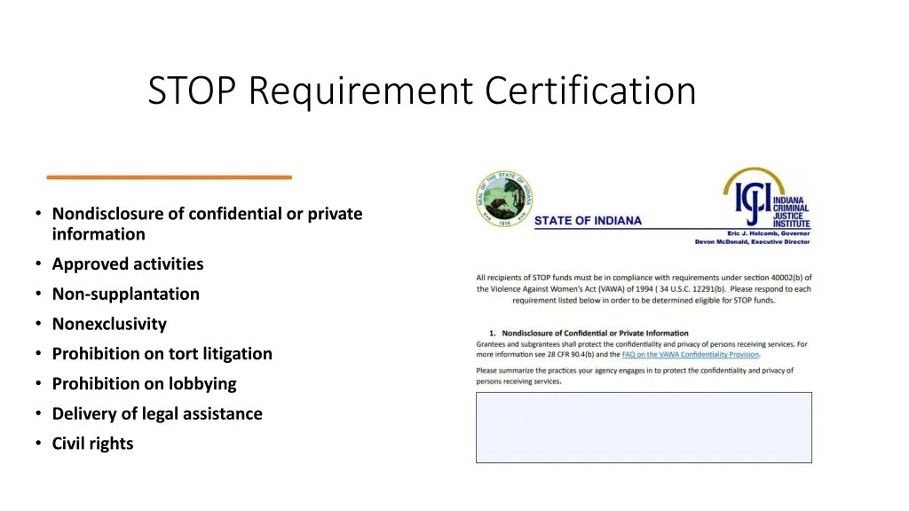 stop requirement certification