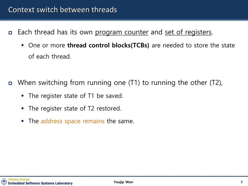 context switch between threads
