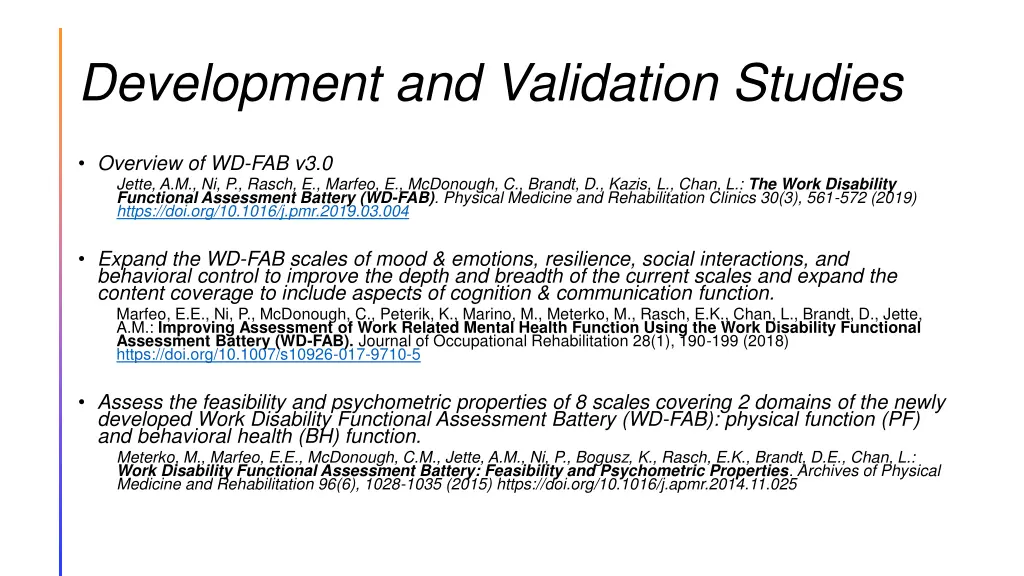 development and validation studies