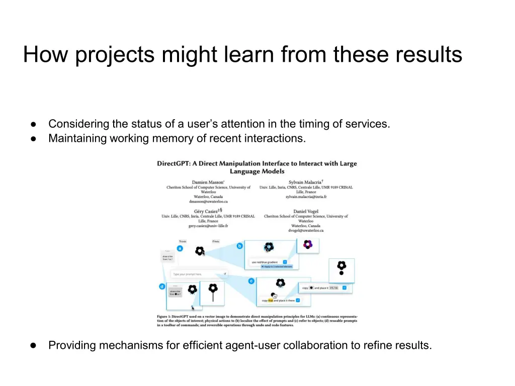 how projects might learn from these results
