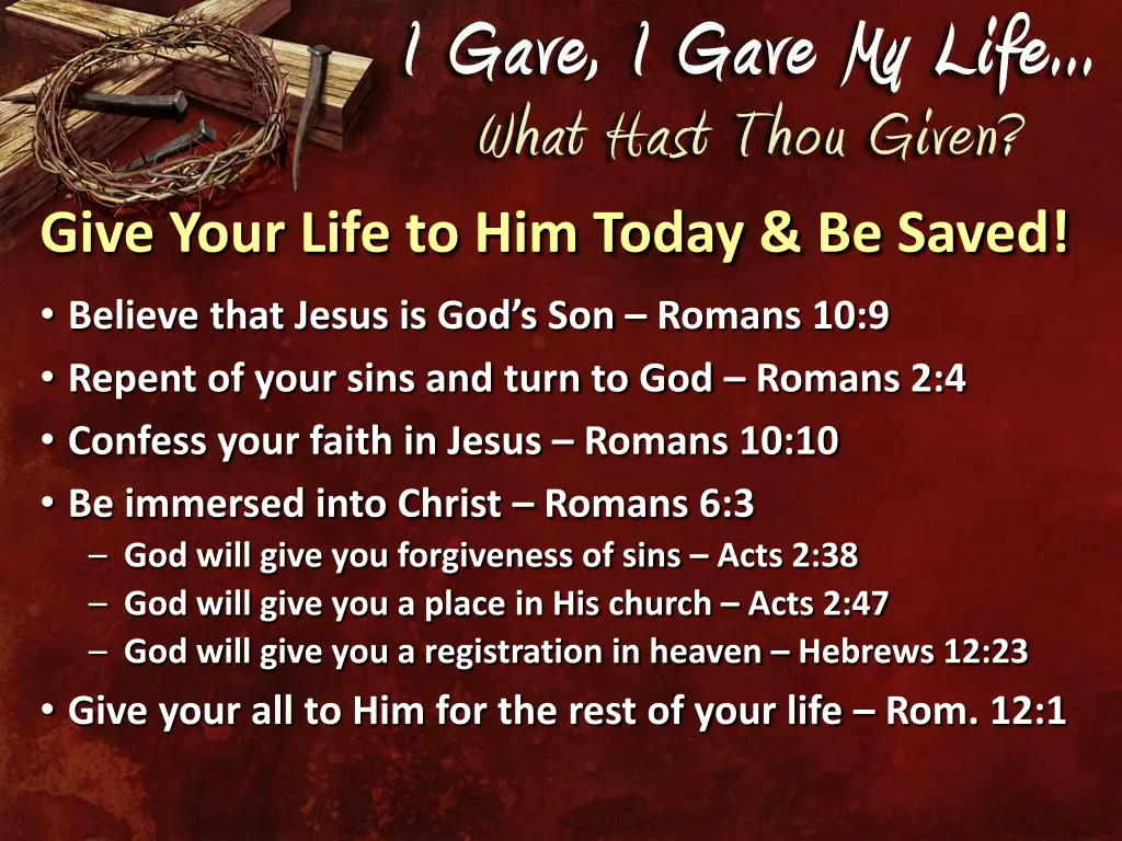 give your life to him today be saved