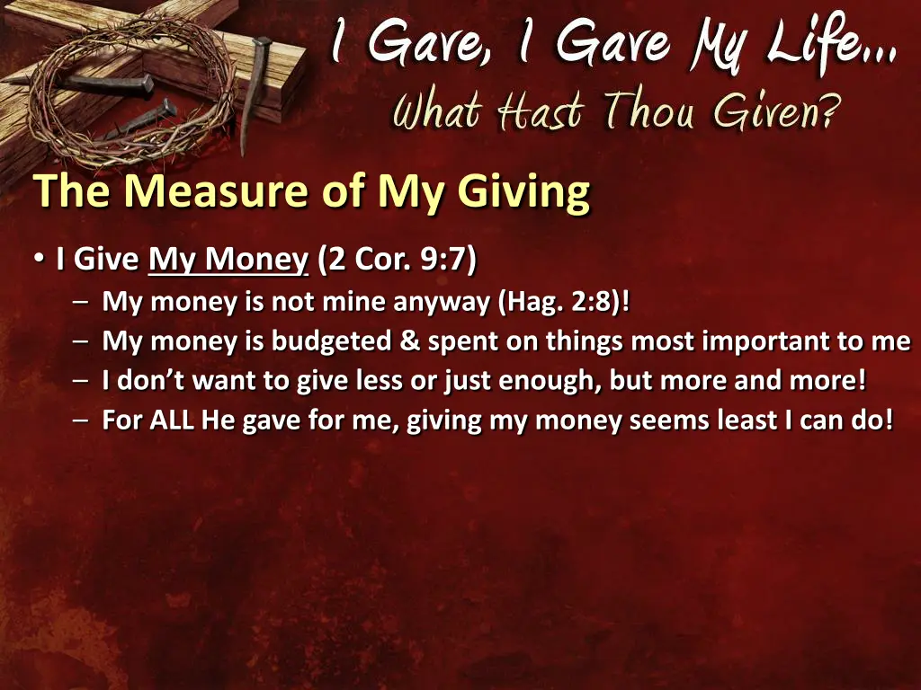 the measure of my giving 2