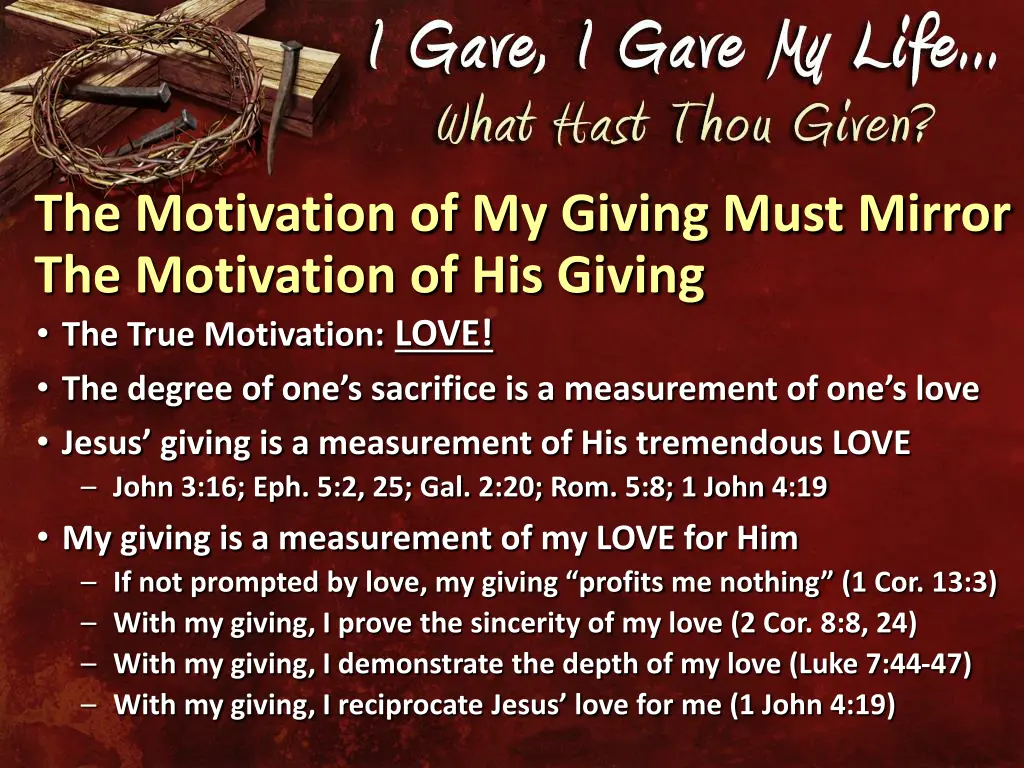 the motivation of my giving must mirror 1