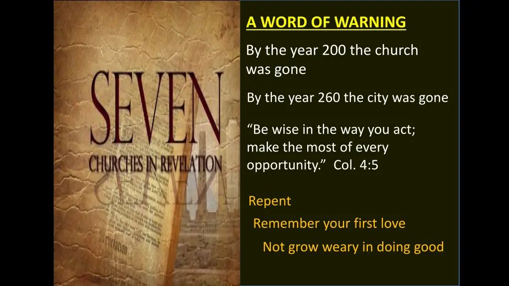 a word of warning was gone by the year