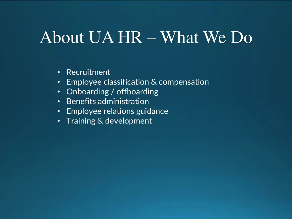 about ua hr what we do