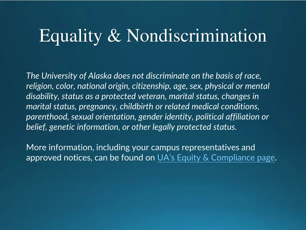 equality nondiscrimination