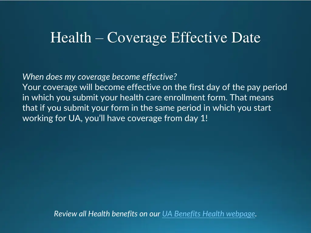 health coverage effective date