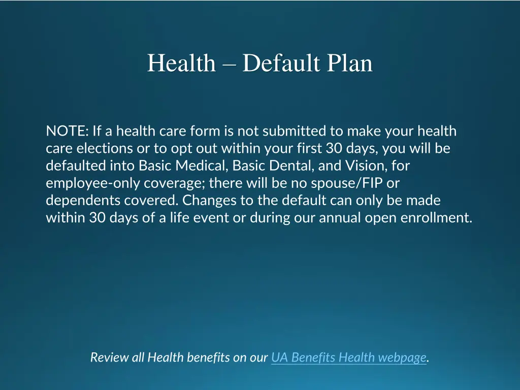 health default plan