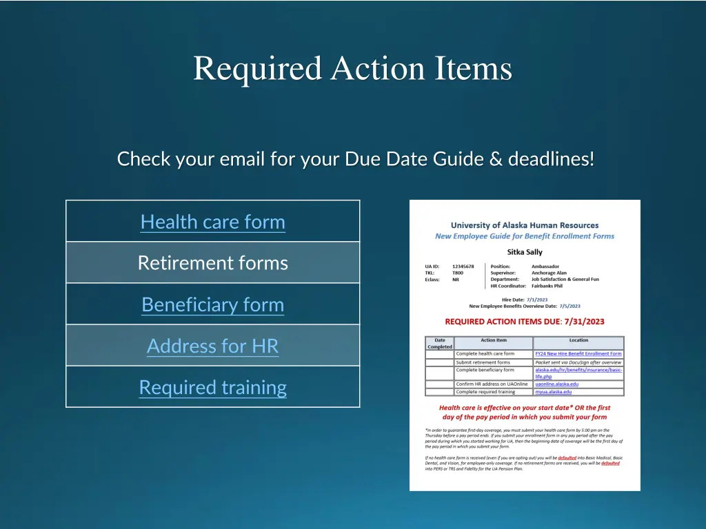 required action items