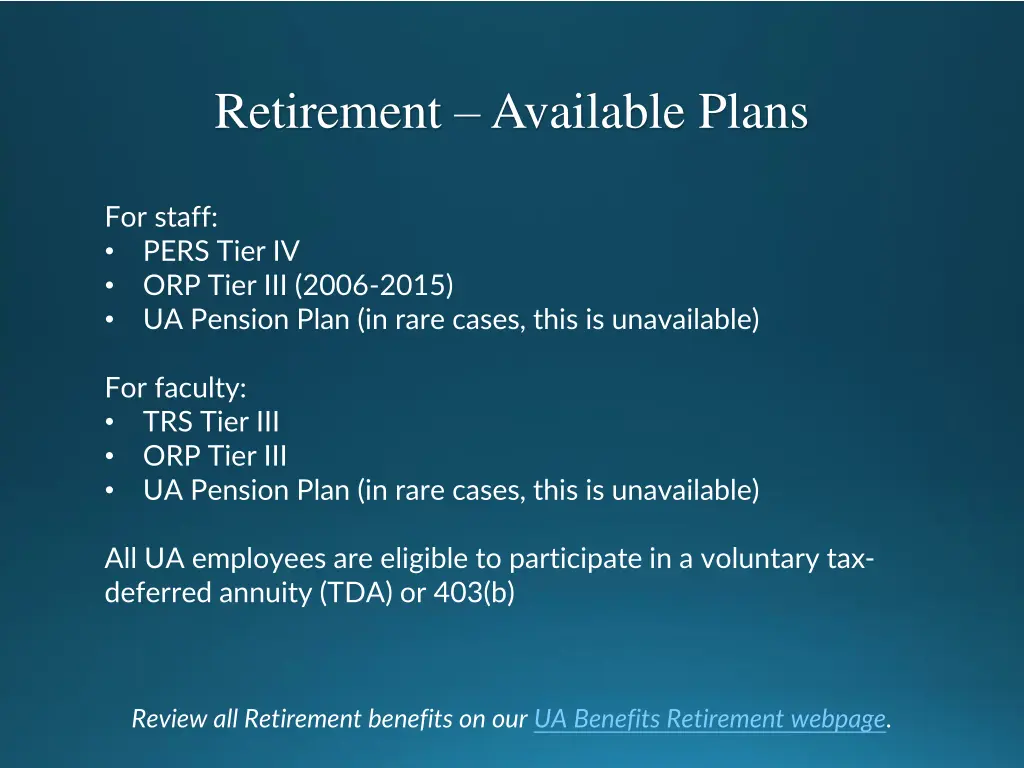 retirement available plans