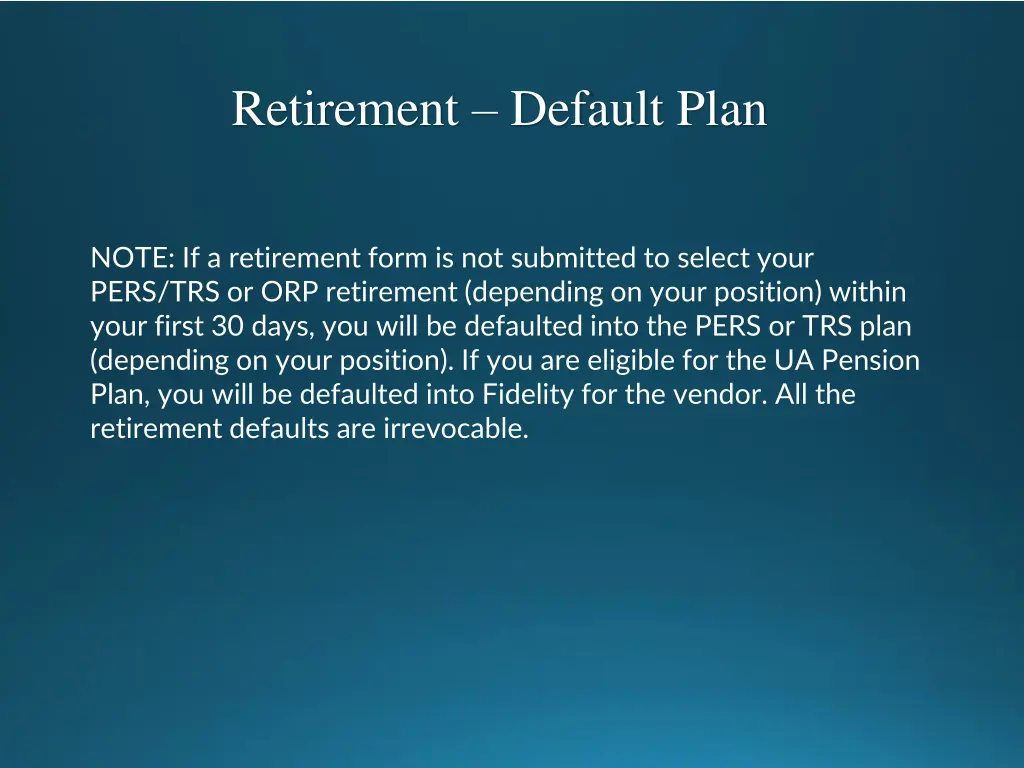 retirement default plan