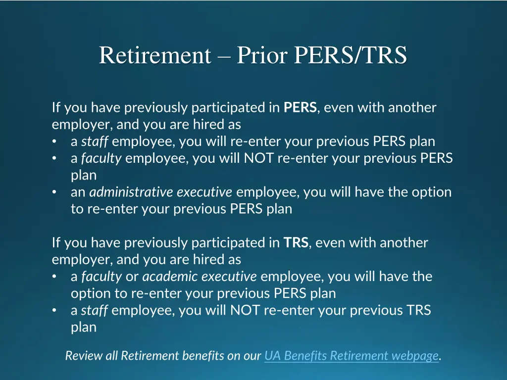 retirement prior pers trs