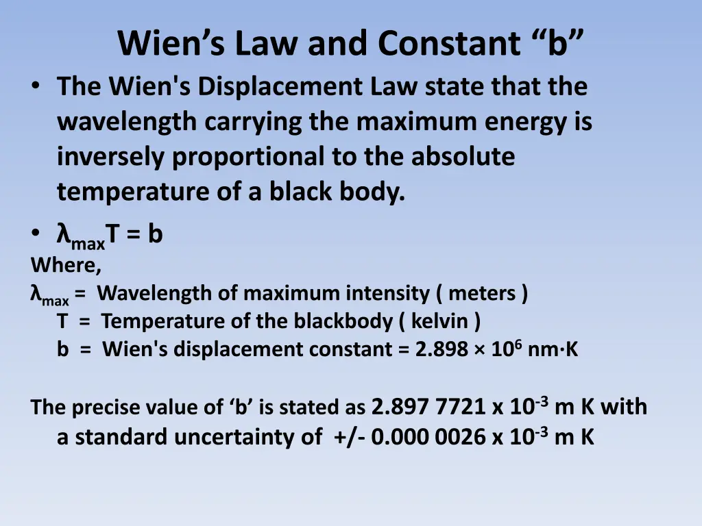 wien s law and constant b the wien s displacement
