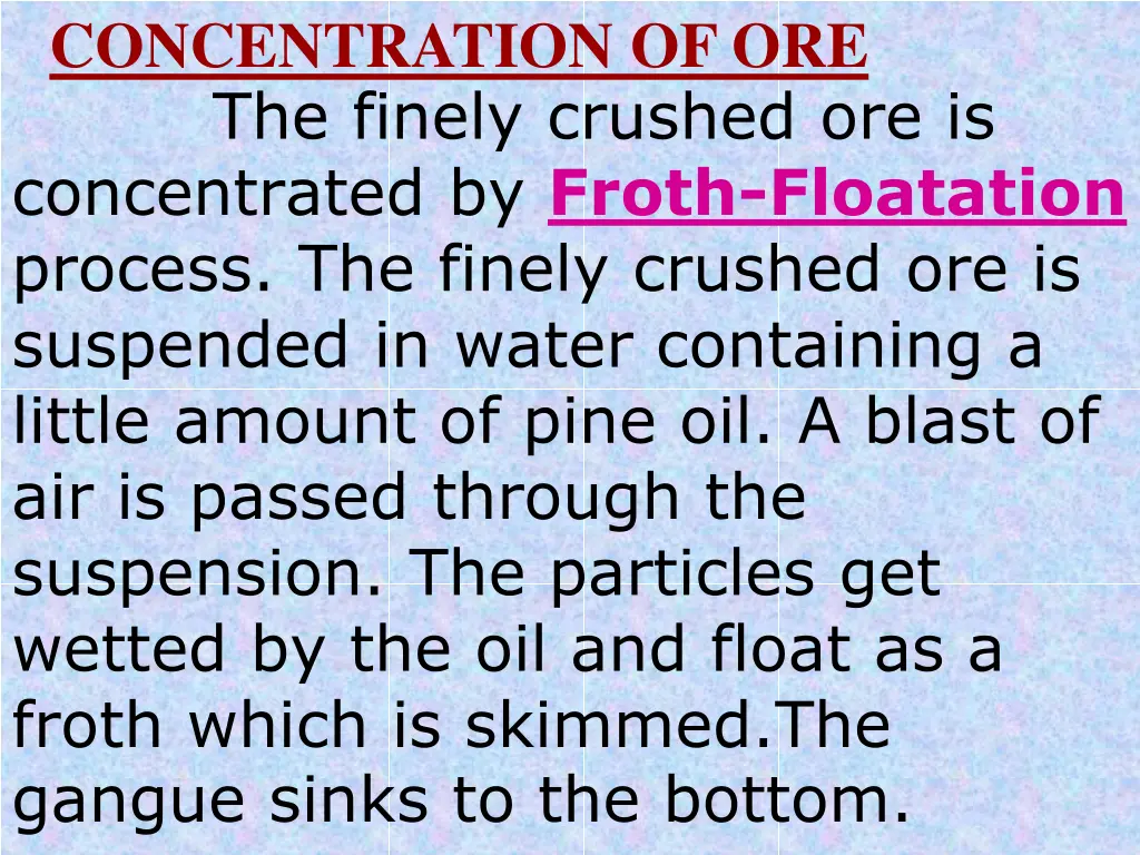 concentration of ore