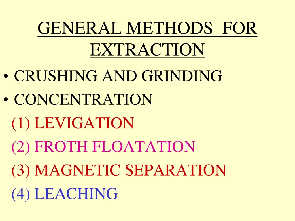 general methods for extraction crushing