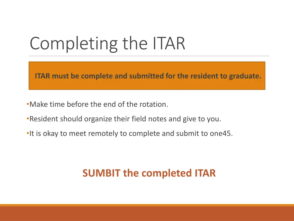 completing the itar