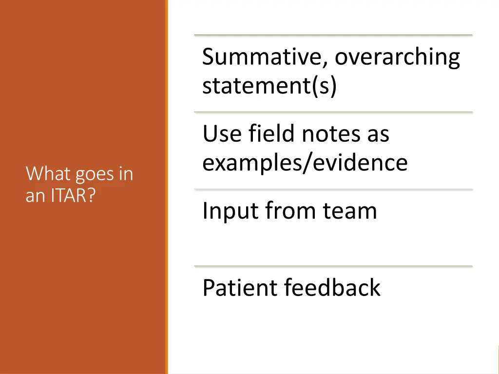 summative overarching statement s