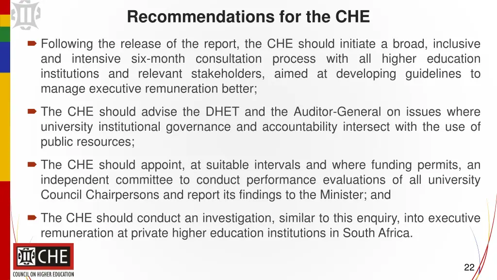 recommendations for the che