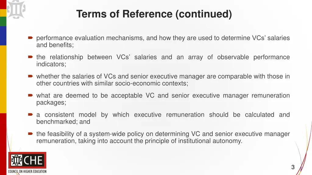 terms of reference continued