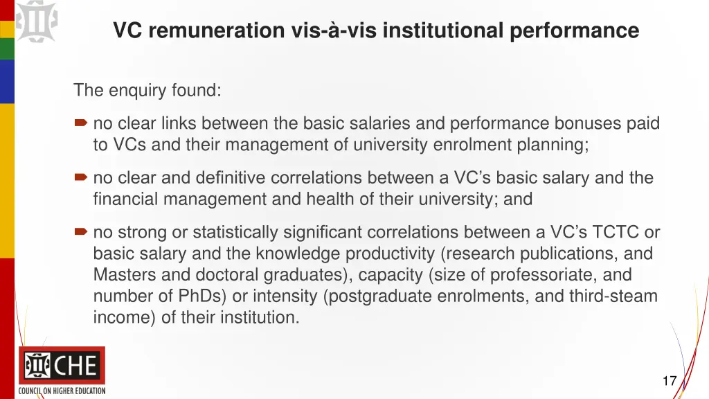 vc remuneration vis vis institutional performance