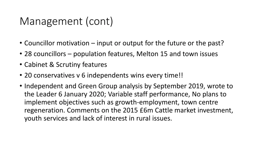 management cont