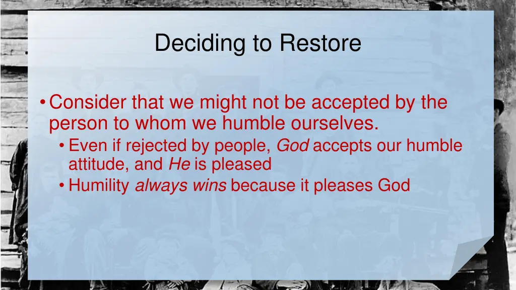 deciding to restore 2