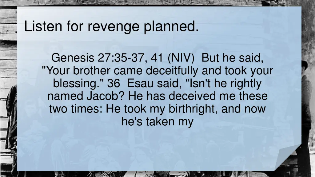 listen for revenge planned