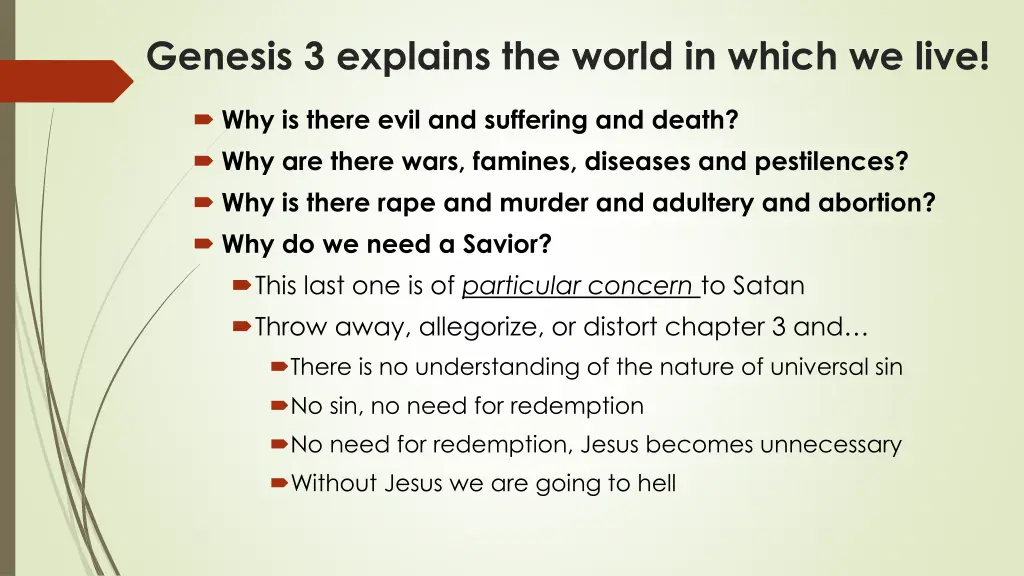 genesis 3 explains the world in which we live