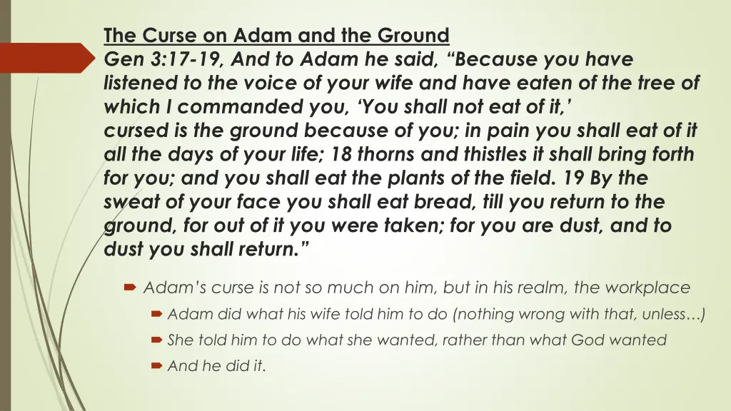 the curse on adam and the ground