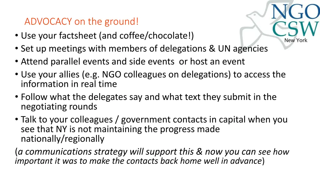 advocacy on the ground use your factsheet