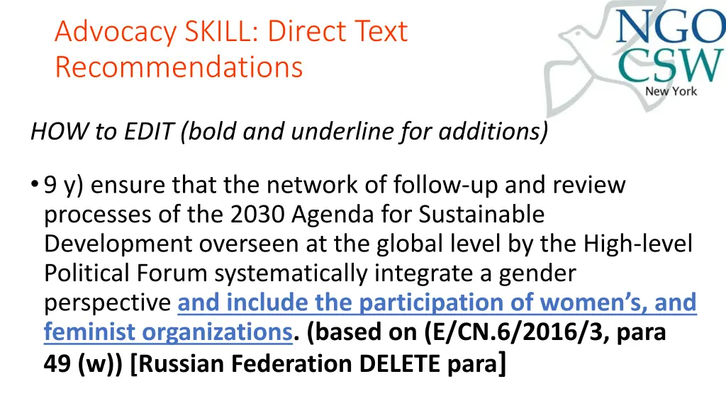 advocacy skill direct text recommendations