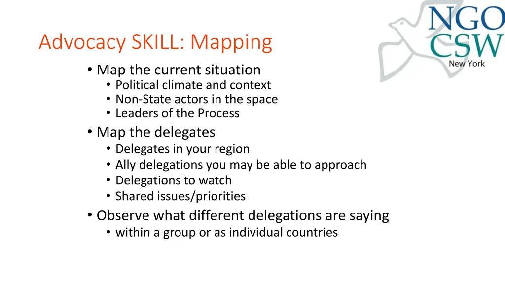 advocacy skill mapping map the current situation
