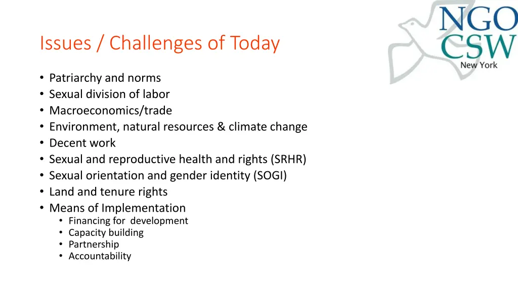 issues challenges of today