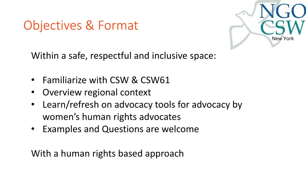 objectives format
